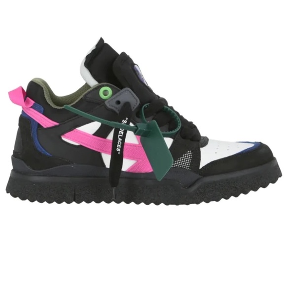 Off-White Shoes - OFF-WHITE SPONGE MID-TOP SNEAKERS Black Fuchsia Size 38